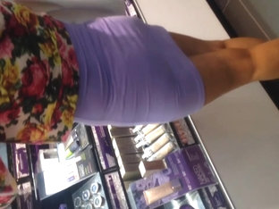 Sexy Asian In Purple Dress Showing Thong