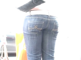 lovely street candid tight ass in jeans wriggling down the street