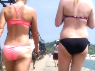 Candid Beach Bikini Ass Butt West Michigan Booty Pink