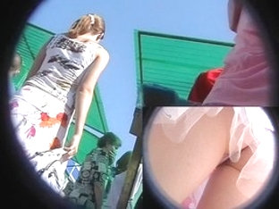 Pink Panty Under Street Upskirt