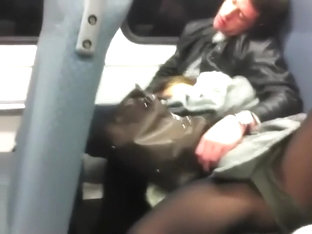 Relaxed Girl Spreads Legs In The Train