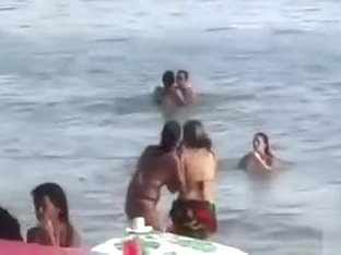 Horny French couple has sex in the water