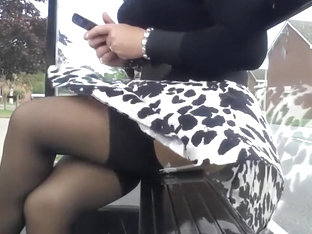 Smoking Hot Lady In A Leopard Skirt Has Her Undies Revealed