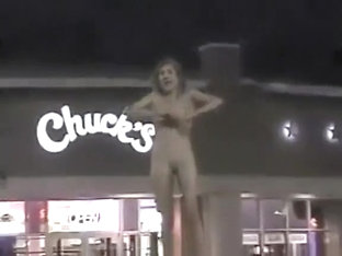 Skinny Exhibitionist Undresses In A Fast Food Parking Lot