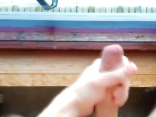 Jerking Off Through A Window Big Load