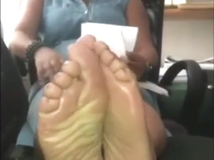 Mature Ebony Sweaty Soles At Work