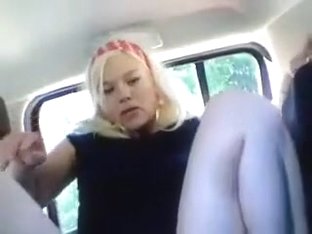 Blue-eyed Blonde Fingering Her Butthole In The Backseat