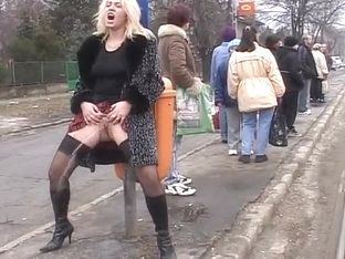 Kinky Blonde Girl Risky Pissing In Real Public Streets