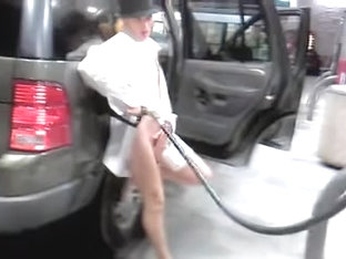 Sexy Petrol Station Worker Teases Clients With Naked Charms