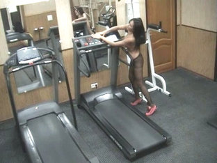 Training in gym voyeur