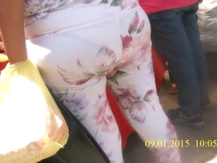 Mature transparent leggings in public market