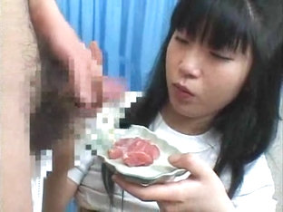 Food - Japanese girl eats cummy something