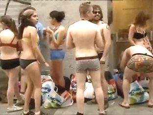 Spain Students Wearing Only Underwear Wait In Front Of The Shop For It To Open