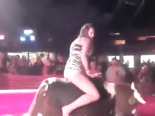 Fabulous Babe Has Her Crotch Revealed While Riding The Bull