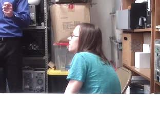 Mall cop catches young couple stealing and fucking