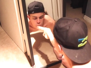 Andrew Deep throat and Ass play in leather jockstrap