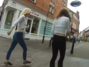 Blonde And Brunette Teens Wearing Tight Pants