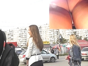 Eye-catching street upskirt with white panty