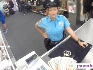 Ms Police Officer With Big Boobs Gets Fucked At The Pawnshop