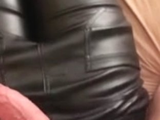 Cumshot On Girlfriendâ€™s Hot Leather Pants Covered Ass