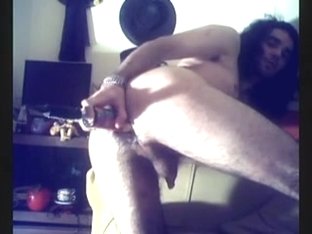 mate masturbates with sex tool