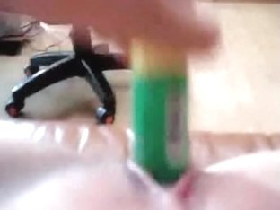 Drilling My Twat With A Green Dildo