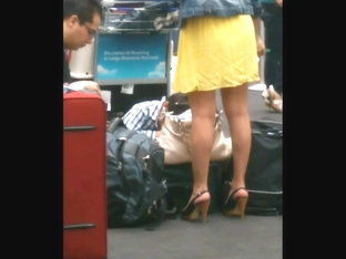 yellow skirt at the airport