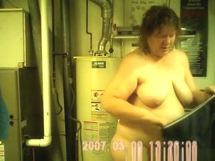 Mature Chubby Woman Drying Her Body