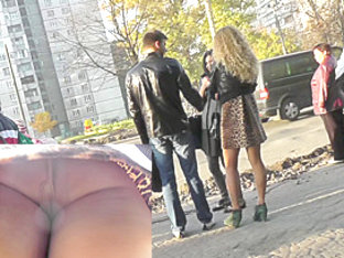 Blonde Was Waiting A Bus And Caught On Upskirt Camera