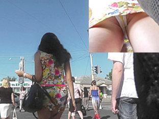 Girlfriend With Sexy Legs Filmed On The Upskirt Camera