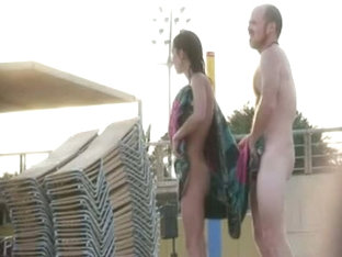 Attractive Naked People On The Street Side Nude Beach Tease Each Other