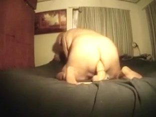 Fucking my ass with huge dildo cowgirl style