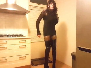 Smoking a cigarette in my black lingerie   hooker boots