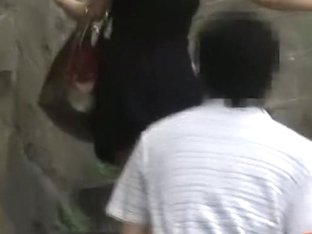 Loud Small Japanese Hottie Flashes Her Booty When Sharking Chap Lifts Her Dress