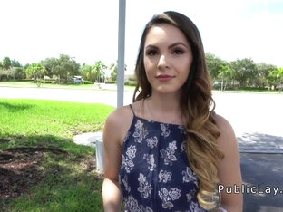 Hot Brunette Student Bangs In Public Restroom