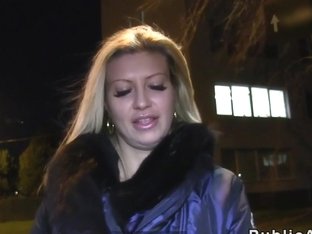 Euro Big Fake Tits Flashing In Public At Night