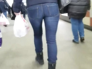 Fast Moving Milf's Ass In Tight Jeans