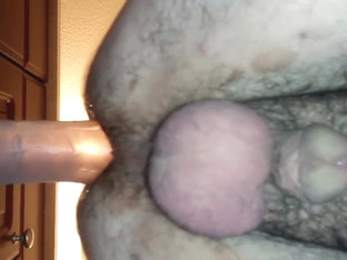 Watch the monster dildo queef my hairy ass to anal orgasm!