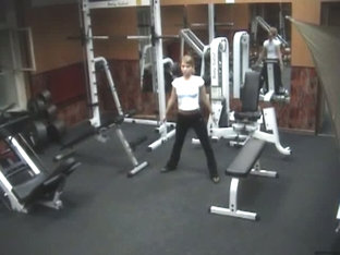 Voyeur sexy poses in gym