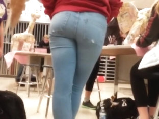 Sexy ass of a schoolgirl in jeans