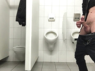 Pissing in the men's room NOT in the urinals - but first a bit of dick fun
