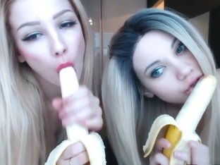 Hot blonde lesbian babes toying