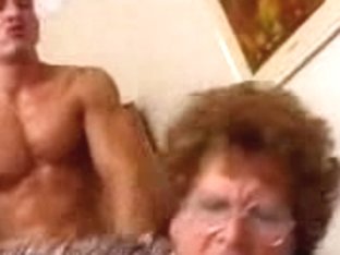 Hairy Granny Catches Grandson Jacking
