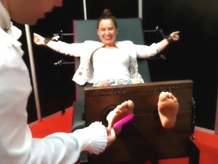 Mainstream Woman Feet Tickling In Stocks