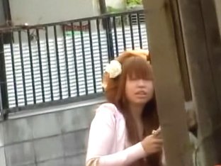 Angelic Brown-haired Japanese Doll Getting Exposed By Handy Stranger