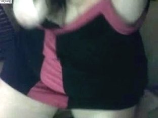 Babe with big tits rubs her yoni