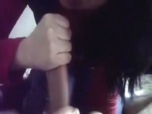 Oriental legal age teenager jerks his large white rod