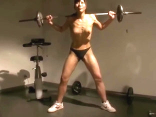 Unknown Asian Muscle Woman Topless, Crushes Apple With One Hand
