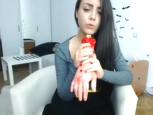 Brunette MILF In Stockings Masturbating By Dildo On Webcam