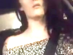 hot girl shows her underboobs while driving